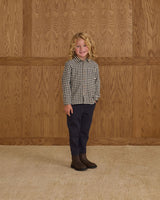Collared Long Sleeve Shirt | Navy Check