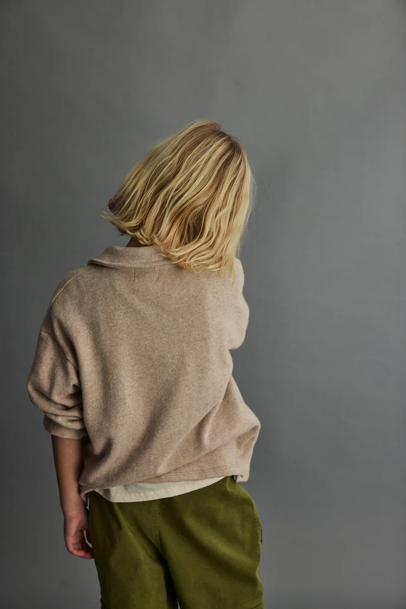 Soft Knit Polo Sweater | Beige