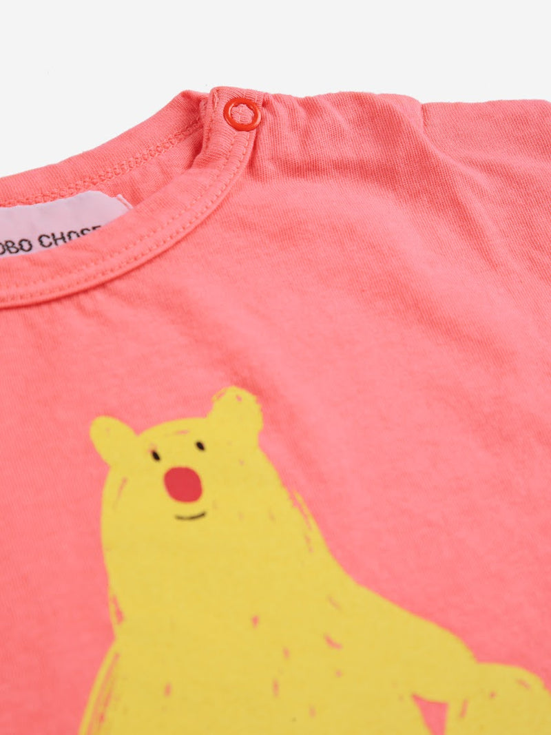 Baby Hug Me Bear T-shirt | Coral Pink