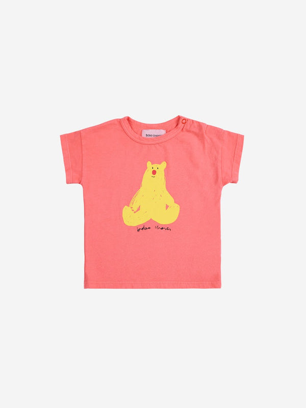 Baby Hug Me Bear T-shirt | Coral Pink