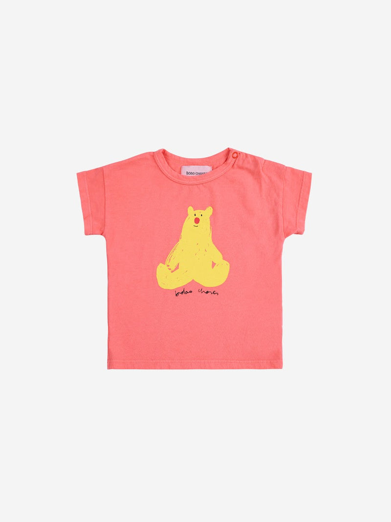 Baby Hug Me Bear T-shirt | Coral Pink