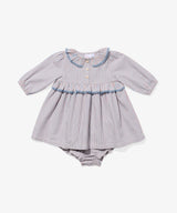 Hannah Baby Dress | Indigo Linen Stripe