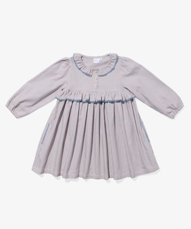 Hannah Dress | Indigo Linen Stripe