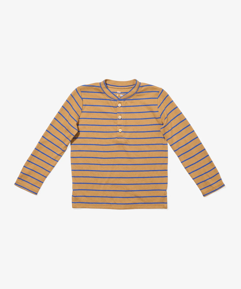 Henley T-Shirt | Camel Fine Stripe