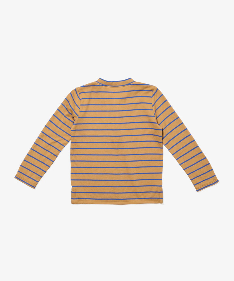 Henley T-Shirt | Camel Fine Stripe