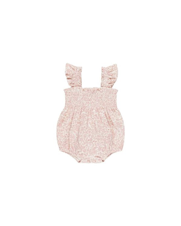 Smocked Ruffle Sleeve Romper | Pink Blossom