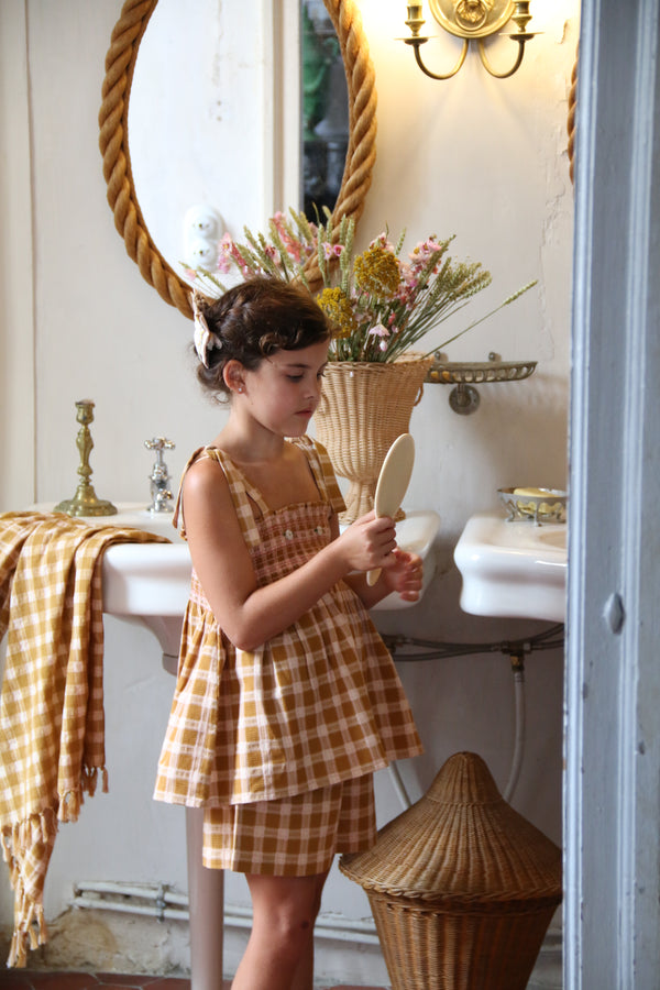 Set - Short Pant | Caramel Honeycomb Check