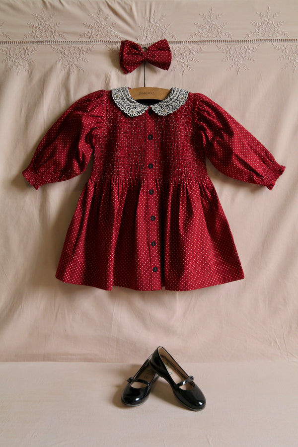 Tunique with Hair Clip | Red Wine Dot Print