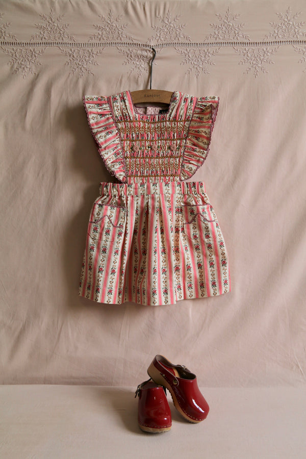 Apron Dress | Tapestry Pink Stripe Print