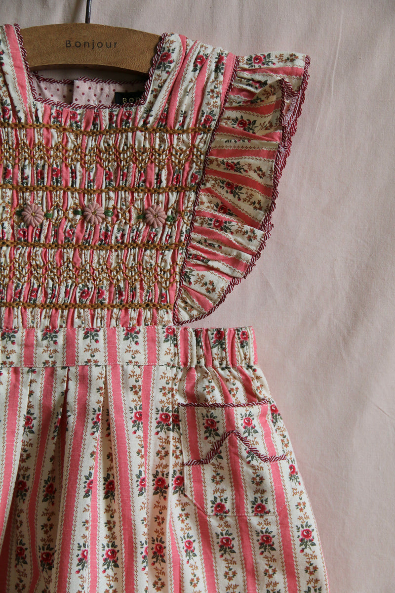 Apron Dress | Tapestry Pink Stripe Print