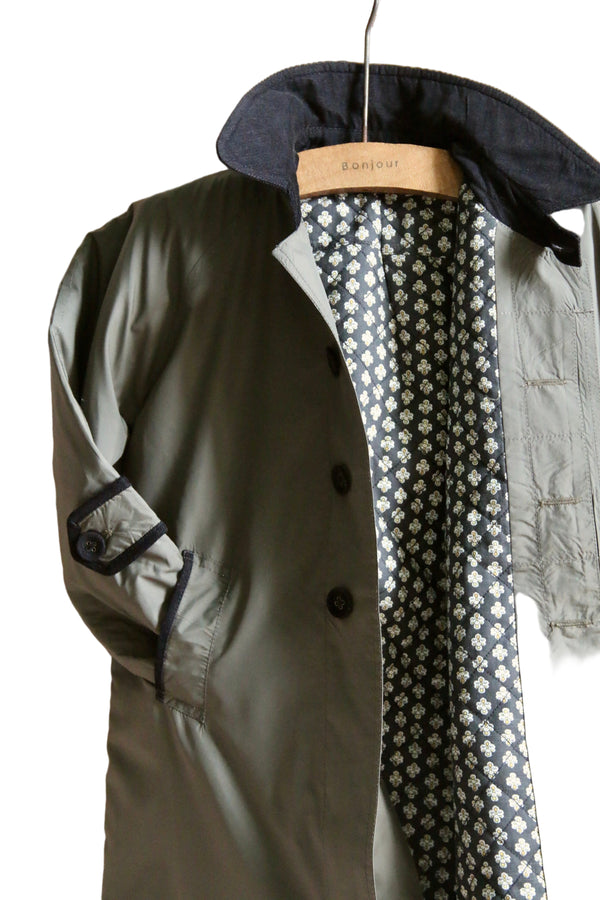 Trench Coat | Khaki Green Waterproof Fabric