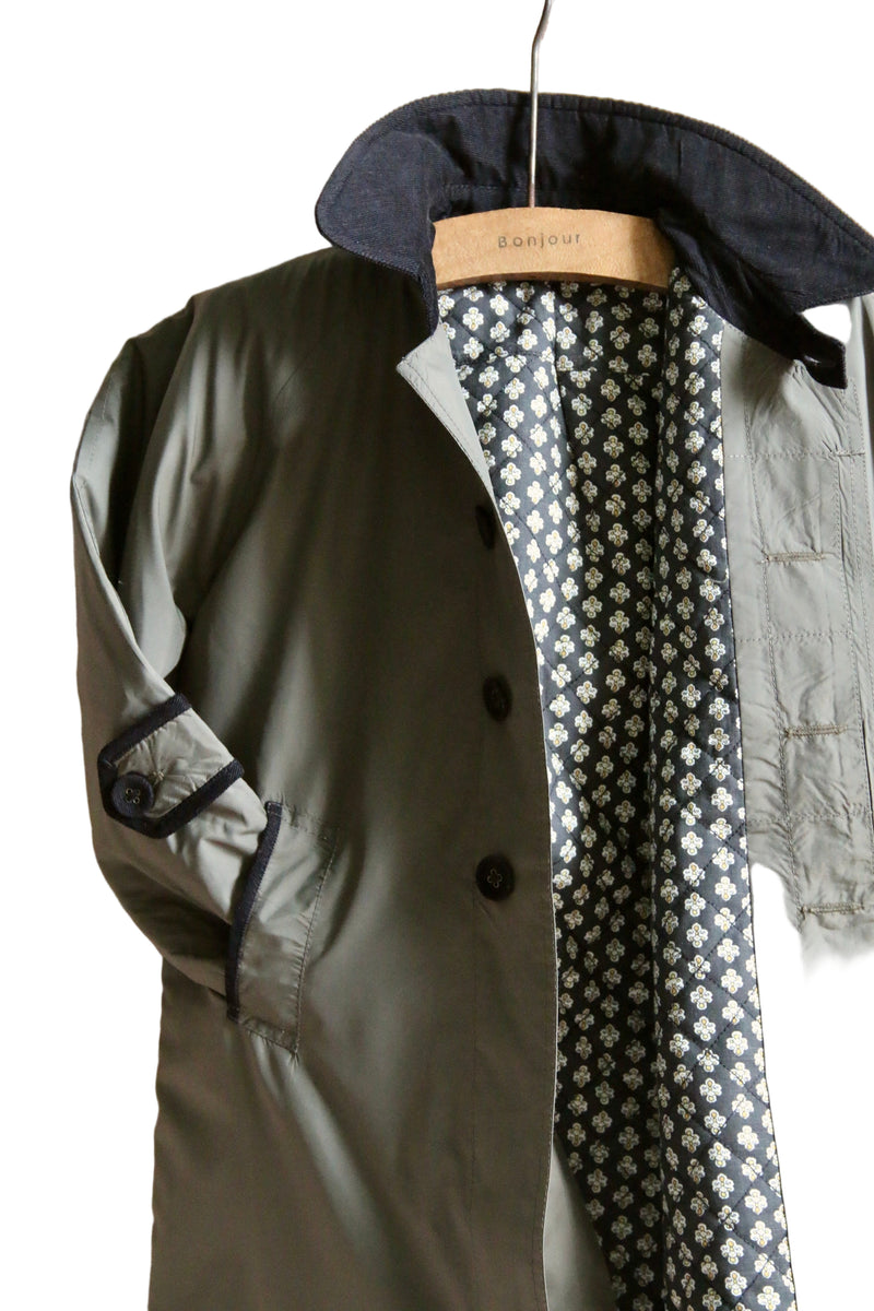 Trench Coat | Khaki Green Waterproof Fabric