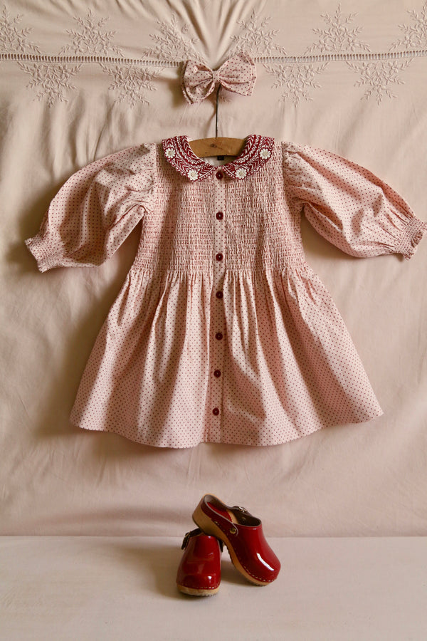 Tunique with Hair Clip | Pink Dot Print