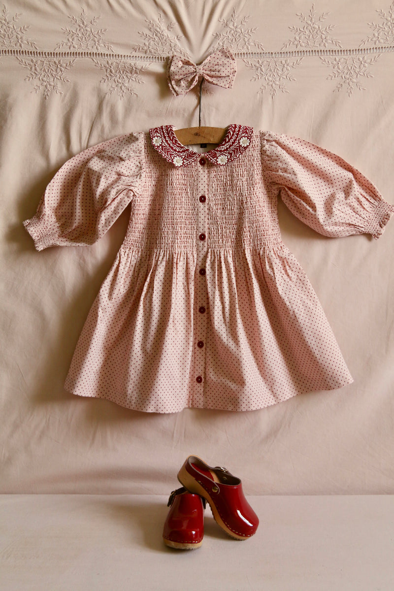 Tunique with Hair Clip | Pink Dot Print