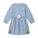 Flower Graphic Buckle Long-Sleeve Dress