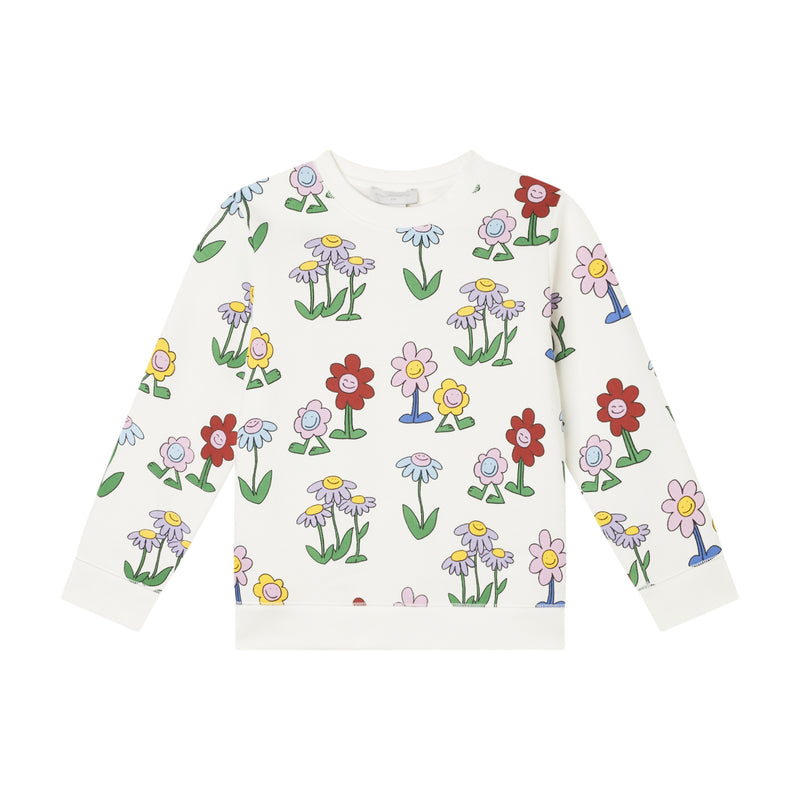 Flower Print Crewneck Sweatshirt
