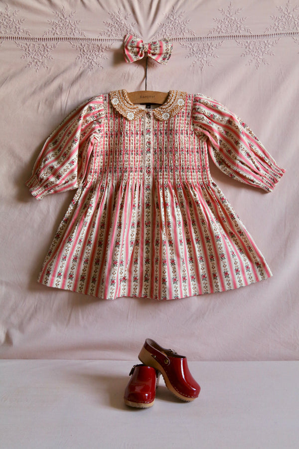 Tunique with Hair Clip | Tapestry Pink Stripe Print