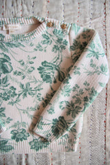 Knitted Green Flower Printed Sweater