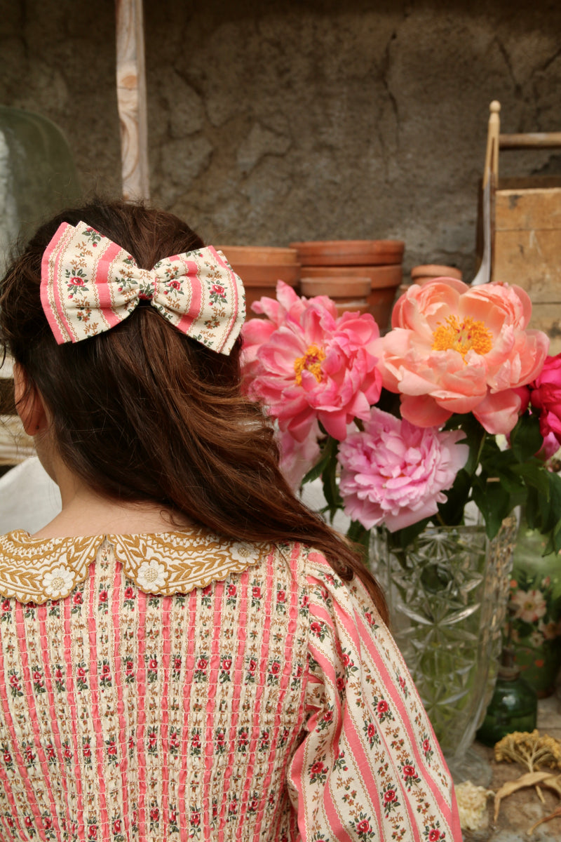 Tunique with Hair Clip | Tapestry Pink Stripe Print