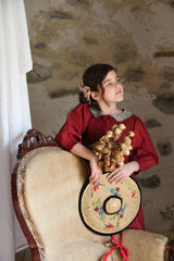 Tunique with Hair Clip | Red Wine Dot Print