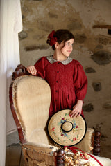 Tunique with Hair Clip | Red Wine Dot Print