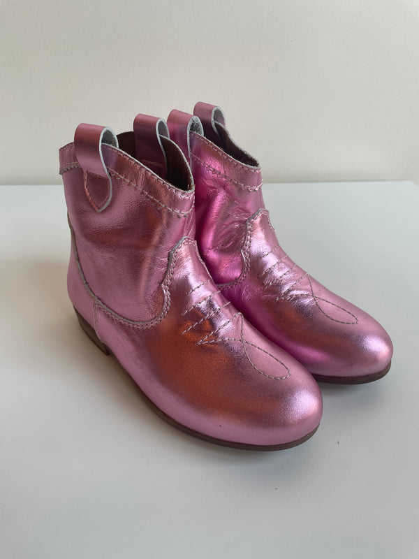 Western Ankle Boot | Metallic Rose