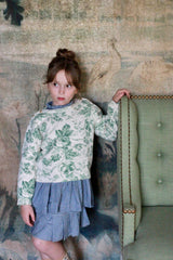 Knitted Green Flower Printed Sweater