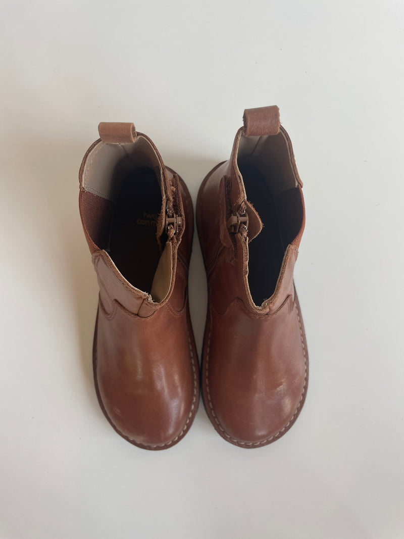 Leather Zip Boot | Brown