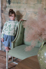 Knitted Green Flower Printed Sweater