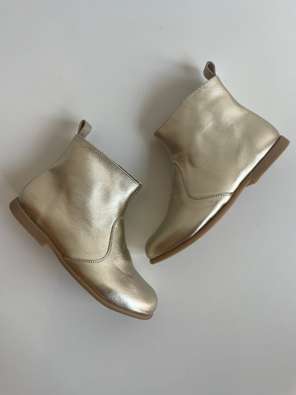 Leather Ankle Boot | Gold