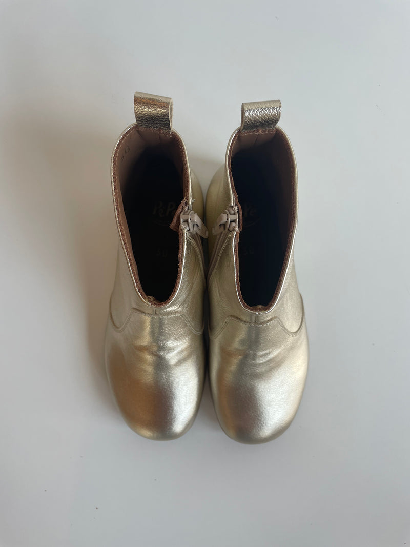 Leather Ankle Boot | Gold