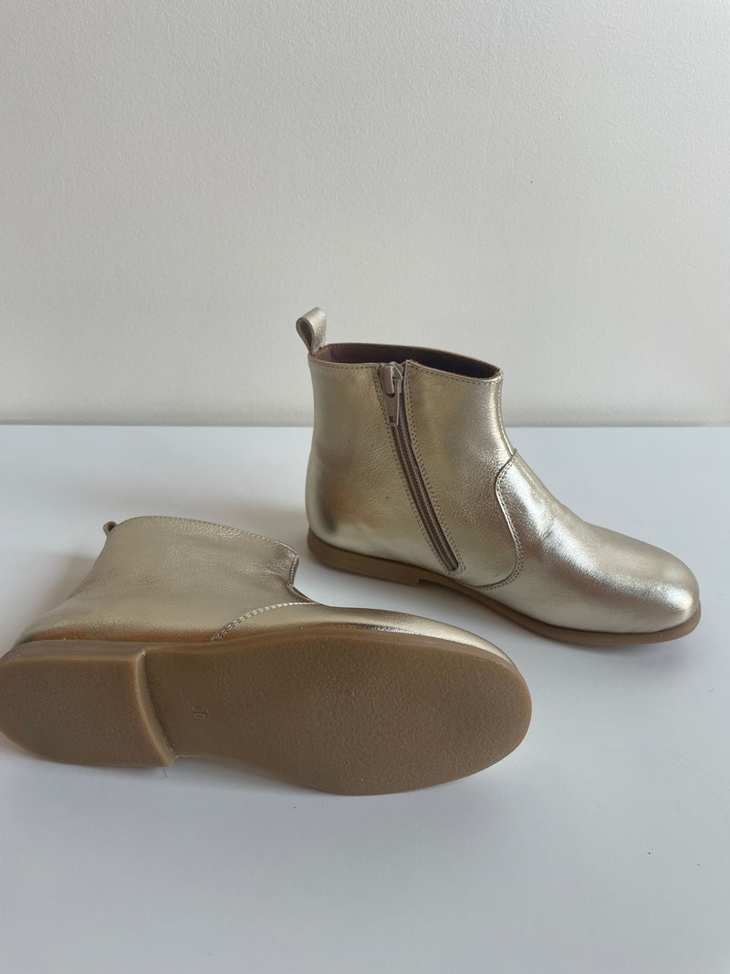 Leather Ankle Boot | Gold