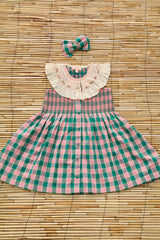 Ibiza Top + Hair Clip | Pink Green Honeycomb Check