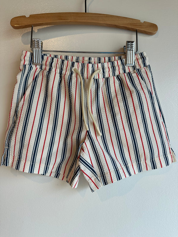 Miles Swim Shorts | Navy/Ruby Red Stripe