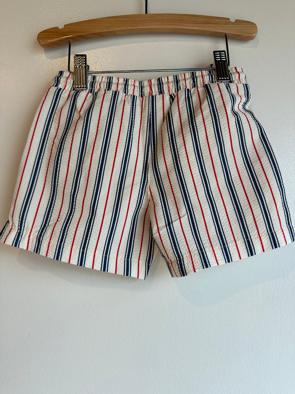 Miles Swim Shorts | Navy/Ruby Red Stripe