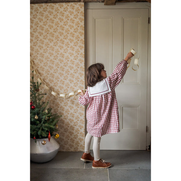 Smocked Sabrina Dress | Seersucker Gingham in Apple Butter