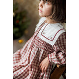 Smocked Sabrina Dress | Seersucker Gingham in Apple Butter