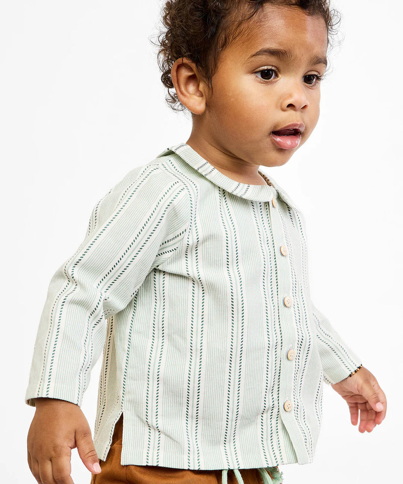 Jefferson Baby Shirt | Sage Chevron Stripe