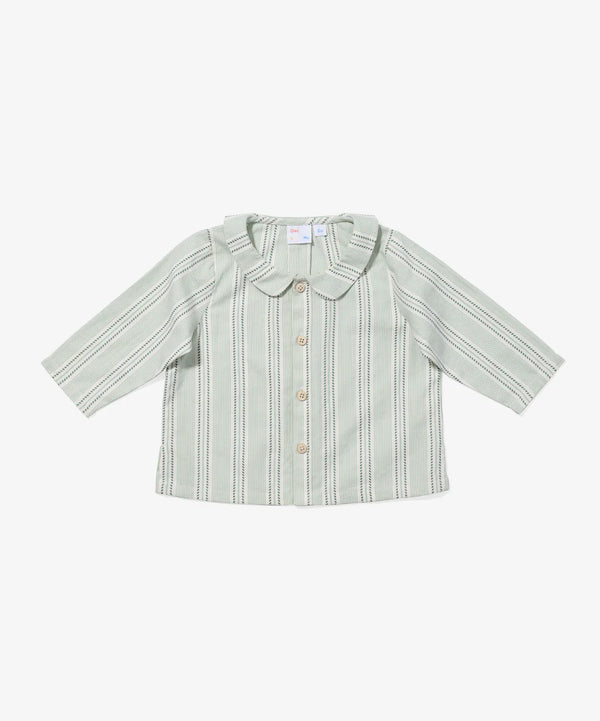 Jefferson Baby Shirt | Sage Chevron Stripe