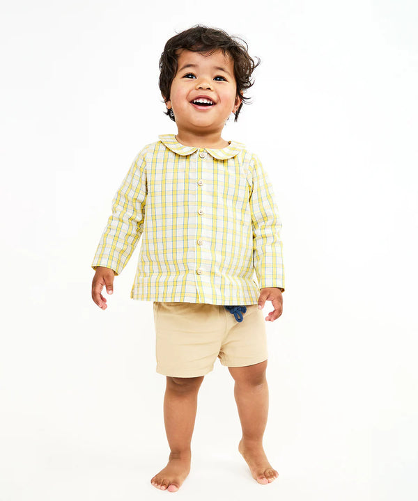 Jefferson Baby Shirt | Yellow Picnic Check