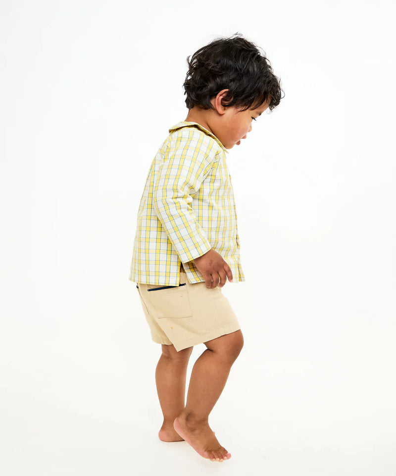 Jefferson Baby Shirt | Yellow Picnic Check