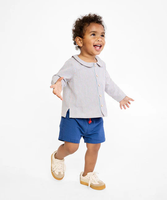 Jefferson Baby Shirt | Indigo Linen Stripe