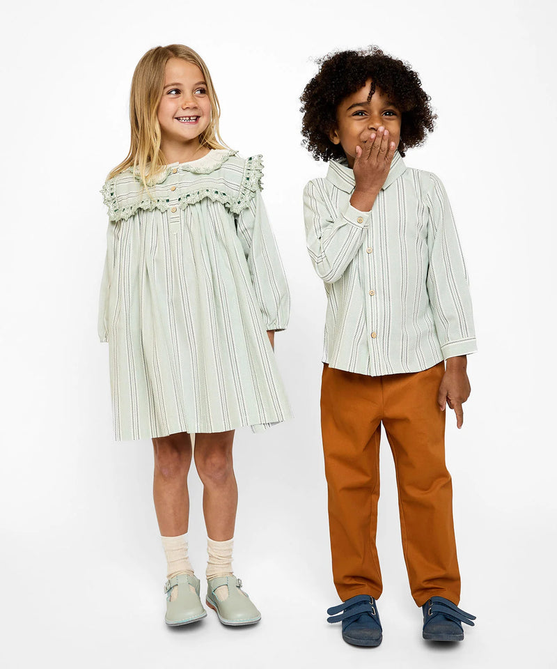 Jeffie Shirt | Sage Chevron Stripe