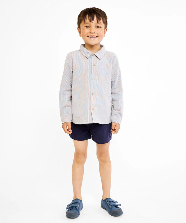 Jeffie Shirt | Indigo Linen Stripe