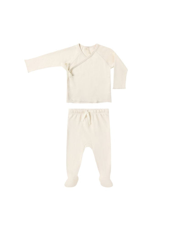 Wrap Top + Footed Pant Set | Natural