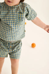 Baby Kanye Short | Blue Gingham Cotton