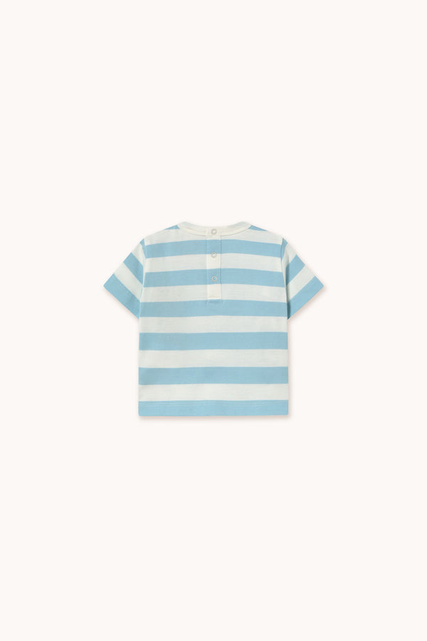 Stripes Baby Tee | Dusty blue / Offwhite