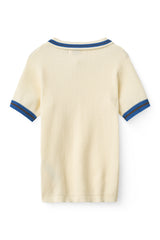 Knitted Pattern Polo | Cream, Blue, Brown Comb