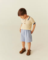 Knitted Pattern Polo | Cream, Blue, Brown Comb