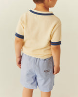 Knitted Pattern Polo | Cream, Blue, Brown Comb